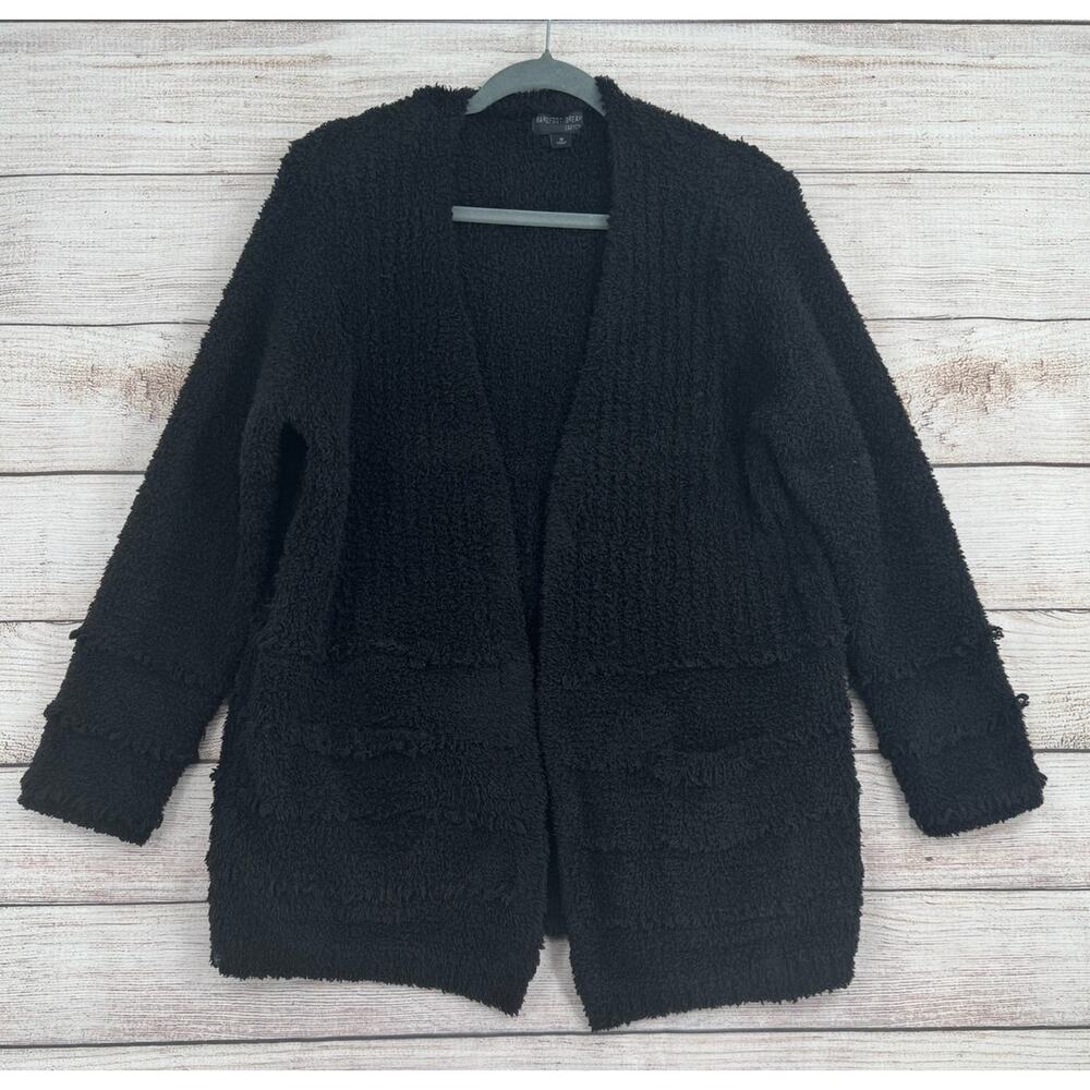 Barefoot Dreams CozyChic Lite Boardwalk Cardigan Sweater Womens M Black